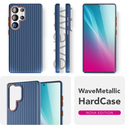 NALIA Nova für Samsung Galaxy S25 Ultra Hülle, Dünnes Hardcover in Metall Optik, mit Wellenstruktur Rillen Design, Rutschfeste Anti-Fingerabdruck Schutzhülle Tiefsee Blau NALIA SlimFit Hülle
