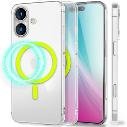 NALIA Thinix für iPhone 16 Hülle [für MagSafe], mit Glow Magnetring, Leuchtet im Dunkeln, 0,3mm Dünn, Ultraleicht & Mattiert, Milchig Transparent, Ultradünne Handyhülle Default Title NALIA SlimFit Hülle
