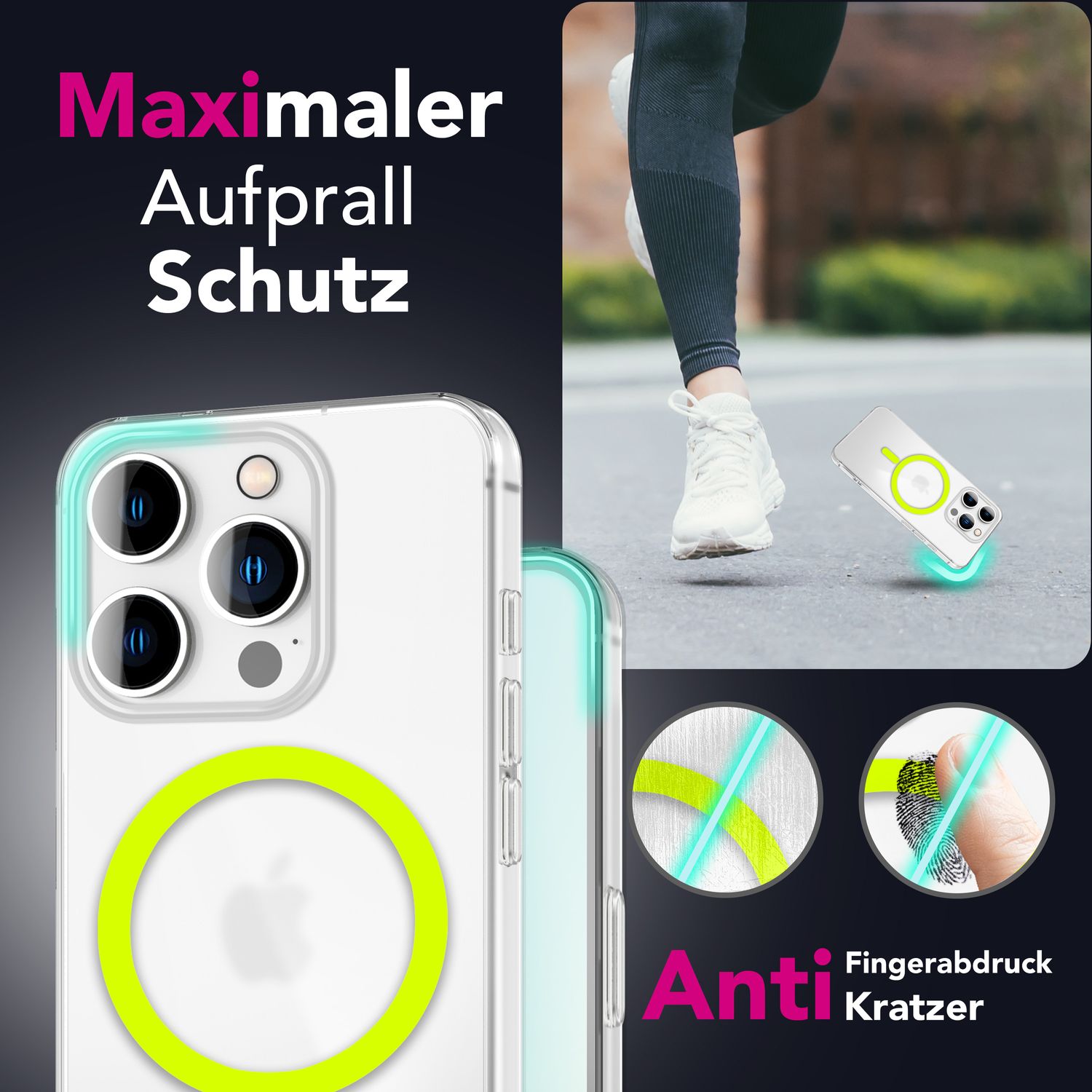 NALIA Thinix für iPhone 16 Pro Hülle [für MagSafe], Glow Magnetring Leuchtet im Dunkeln, Ultradünn 0,3mm, Milchiges Design, Mattierte Oberfläche, Ultra-Schlanke Handyhülle Default Title NALIA SlimFit Hülle