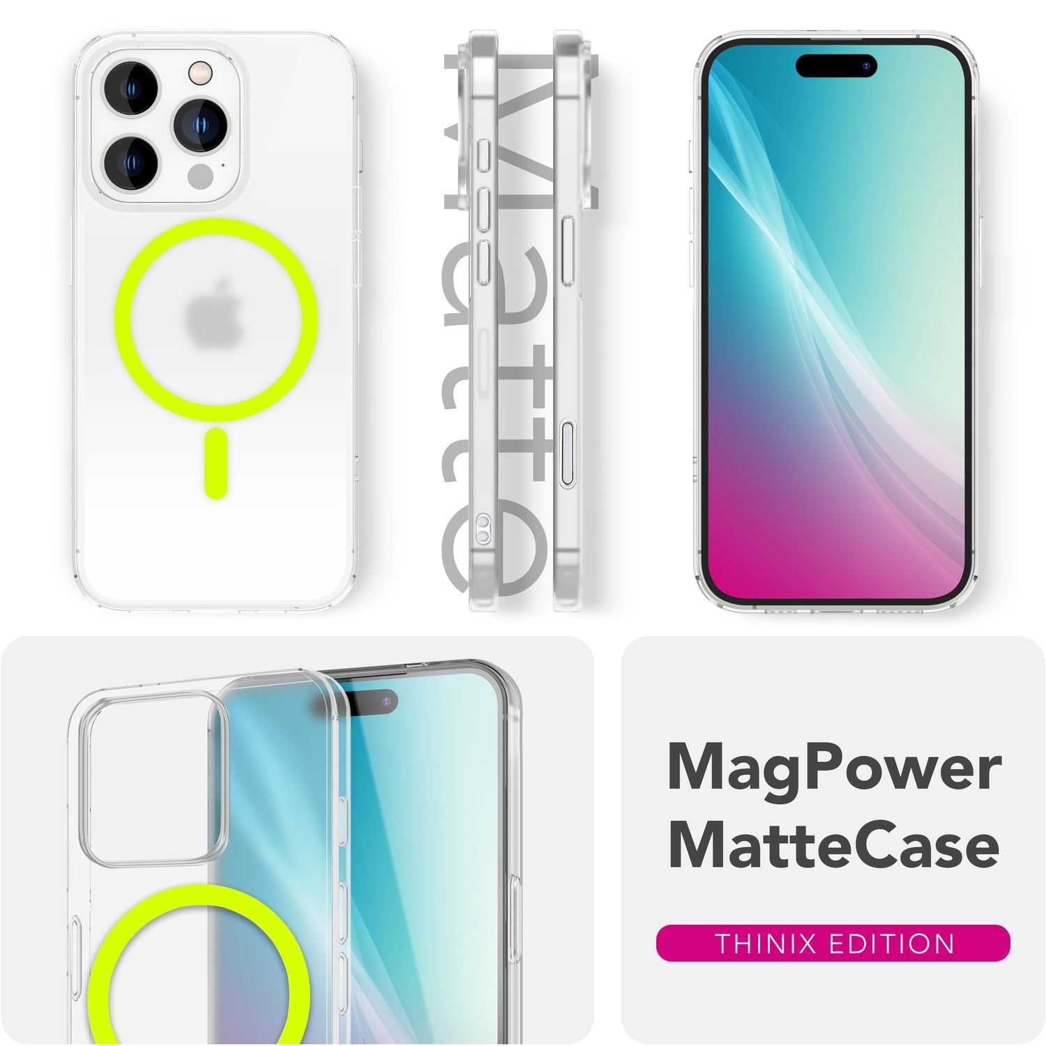 NALIA Thinix für iPhone 16 Pro Hülle [für MagSafe], Glow Magnetring Leuchtet im Dunkeln, Ultradünn 0,3mm, Milchiges Design, Mattierte Oberfläche, Ultra-Schlanke Handyhülle Default Title NALIA SlimFit Hülle