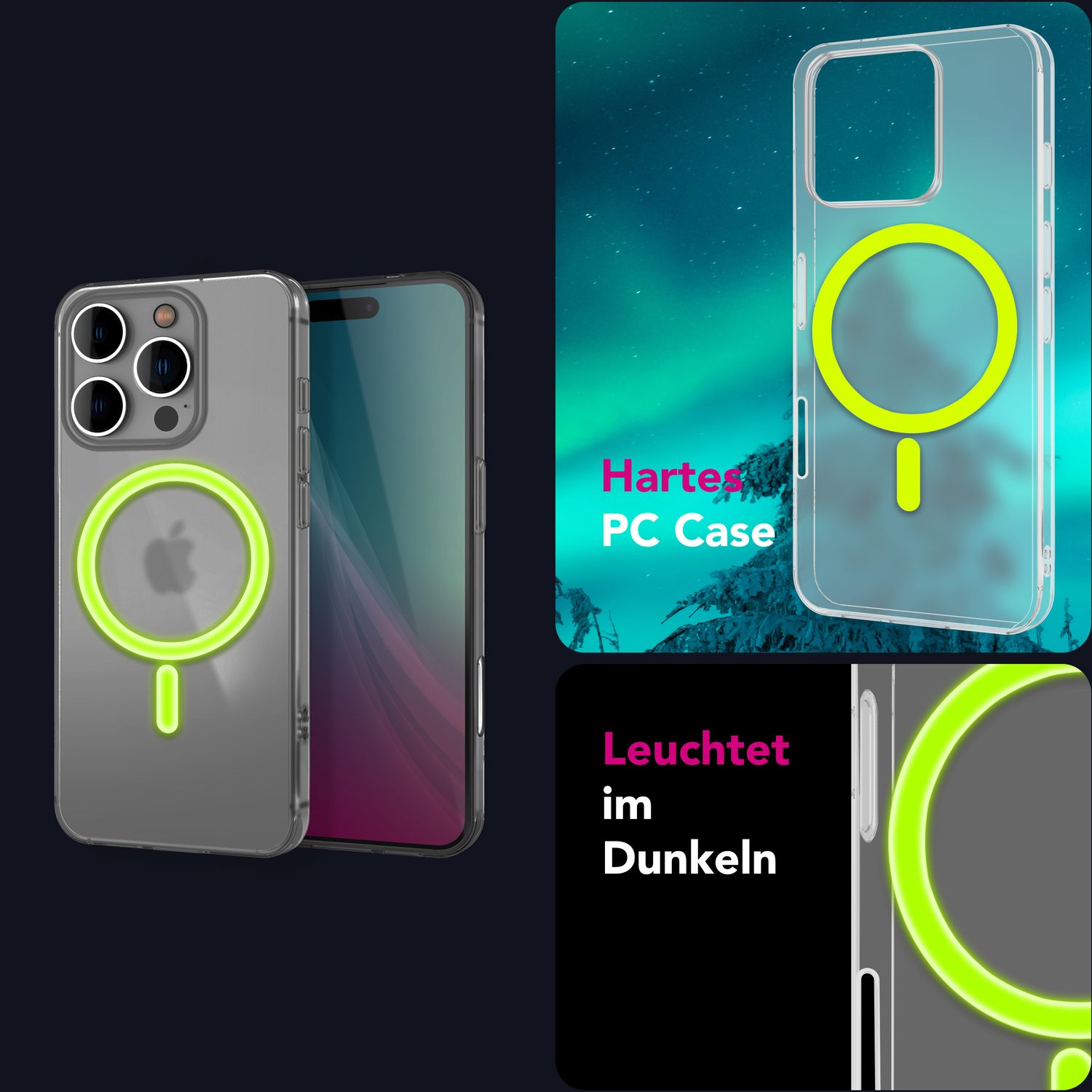 NALIA Thinix für iPhone 16 Pro Max Hülle [für MagSafe], Glow in the Dark Magnetring, Leuchtend, Ultraleicht 0,3mm Dünn, Halbtransparent Milchig, Mattes Frosted Design, Rutschfest Default Title NALIA SlimFit Hülle