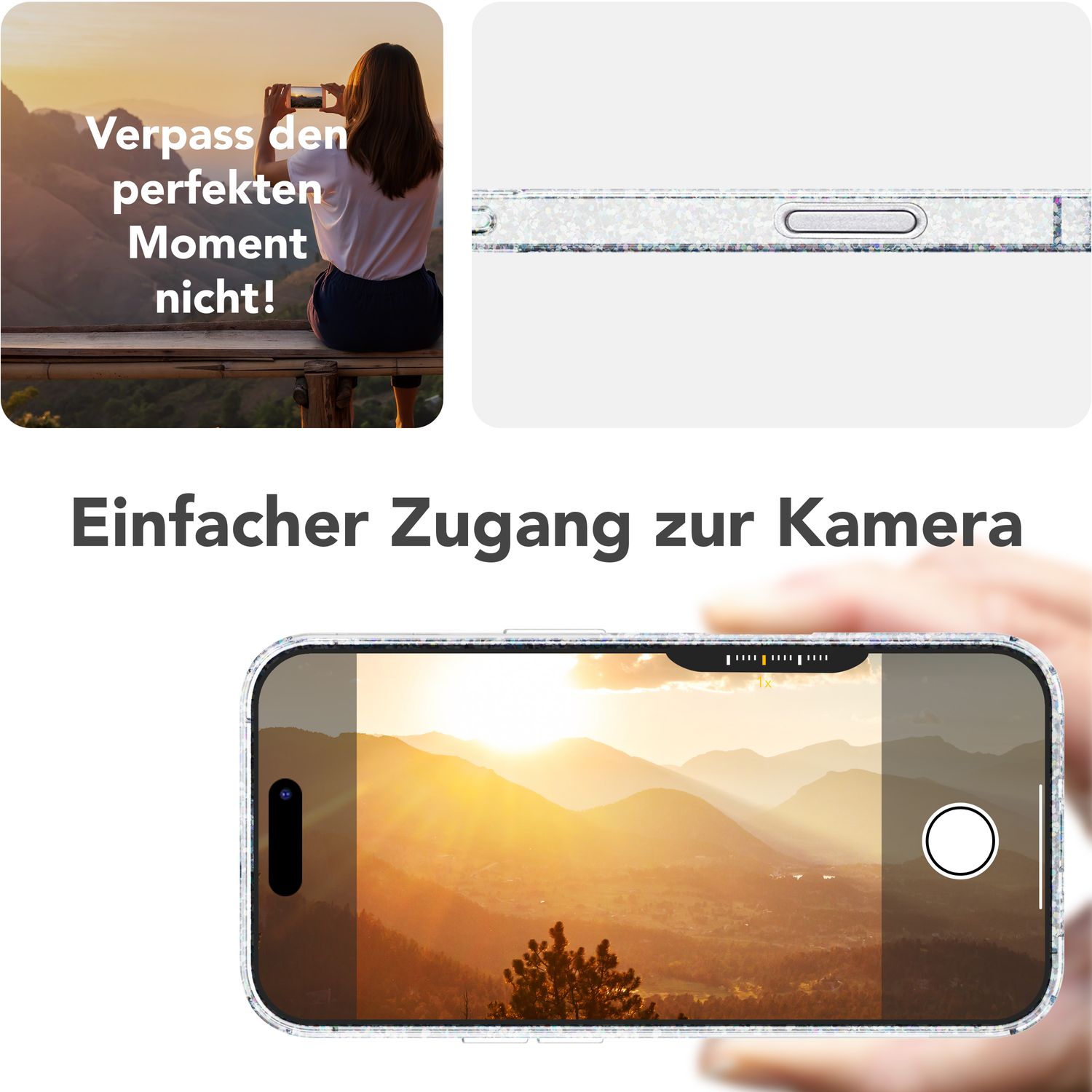 NALIA Starlite für iPhone 16 Pro Hülle [für MagSafe], Transparentes Glitzer Case, Integrierter Magnetring, Funkelndes Design, Stabile Rückseite & TPU-Rahmen, Klare Glitzerhülle Default Title NALIA Protective Hülle