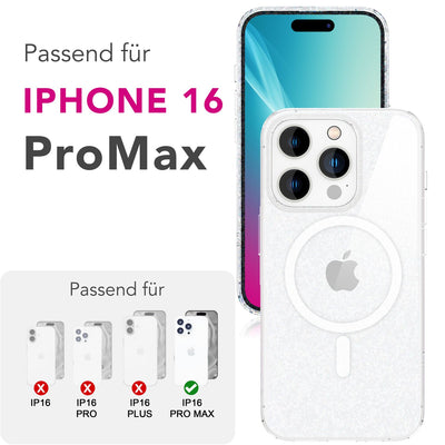 NALIA Glitzerhülle für iPhone 16 Pro Max – MagSafe kompatibel & Funkelnd – STARLITE (Klares Hybrid-Case mit Silikon-Rahmen & Anti-Gelb Rückseite) – Marke aus Berlin Default Title NALIA Protective Hülle