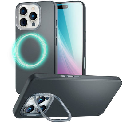 NALIA Magnet Hardcase für iPhone 16 Pro – Faltbarer Kamera-Stand – OVERLAND (Schutzhülle Matt & MagSafe Kompatibel) – Marke aus Berlin Titan Schwarz NALIA Protective Hülle