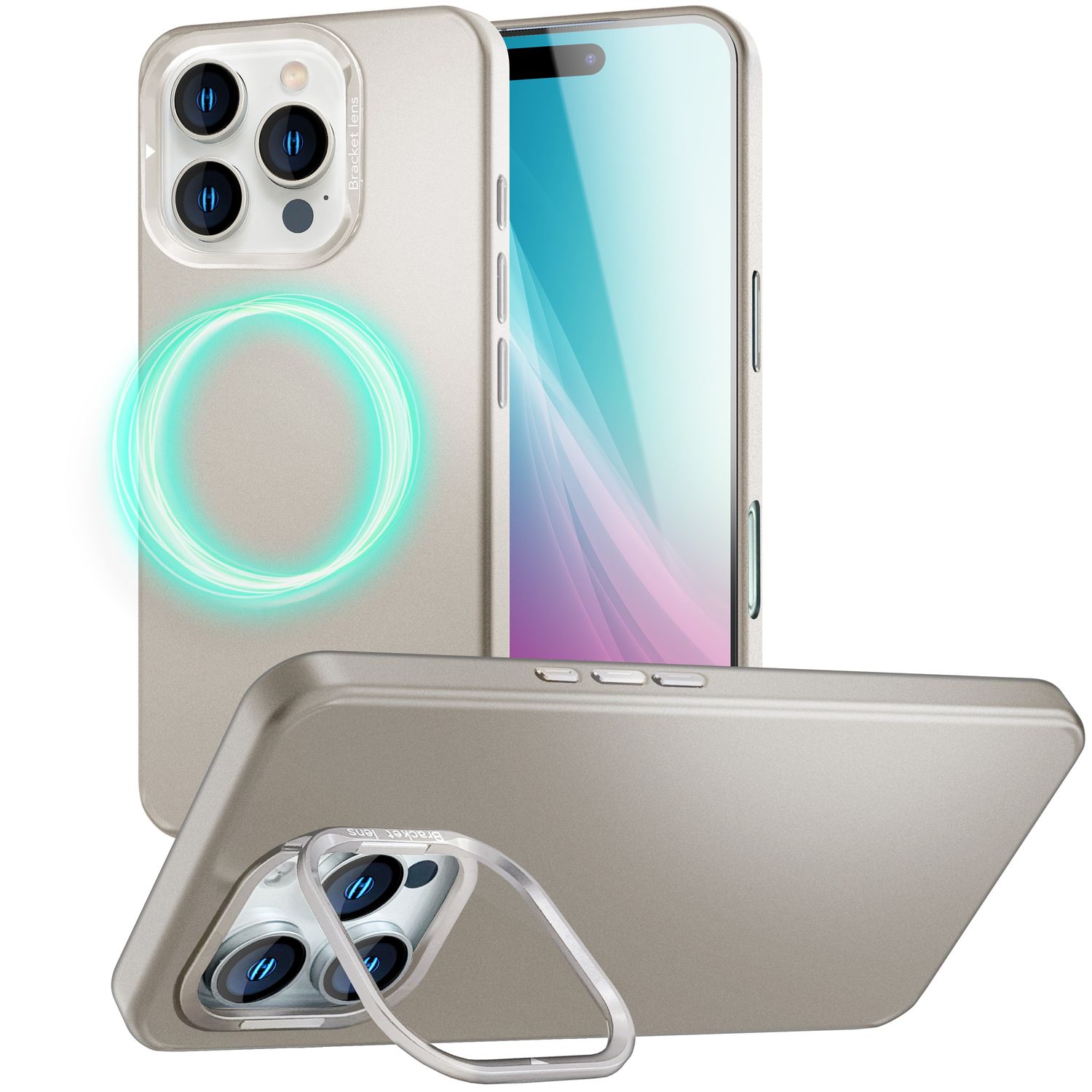 NALIA Overland für iPhone 16 Pro Max Hülle [für MagSafe], Ultra-Flaches Hardcase, Versteckter Magnetring, Kamera Kickstand, Leicht & Dünn, Mattiertes Finish Design Titan Grau NALIA Protective Hülle