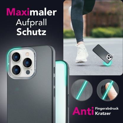 NALIA Overland für iPhone 16 Pro Max Hülle [für MagSafe], Ultra-Flaches Hardcase, Versteckter Magnetring, Kamera Kickstand, Leicht & Dünn, Mattiertes Finish Design Titan Schwarz NALIA Protective Hülle
