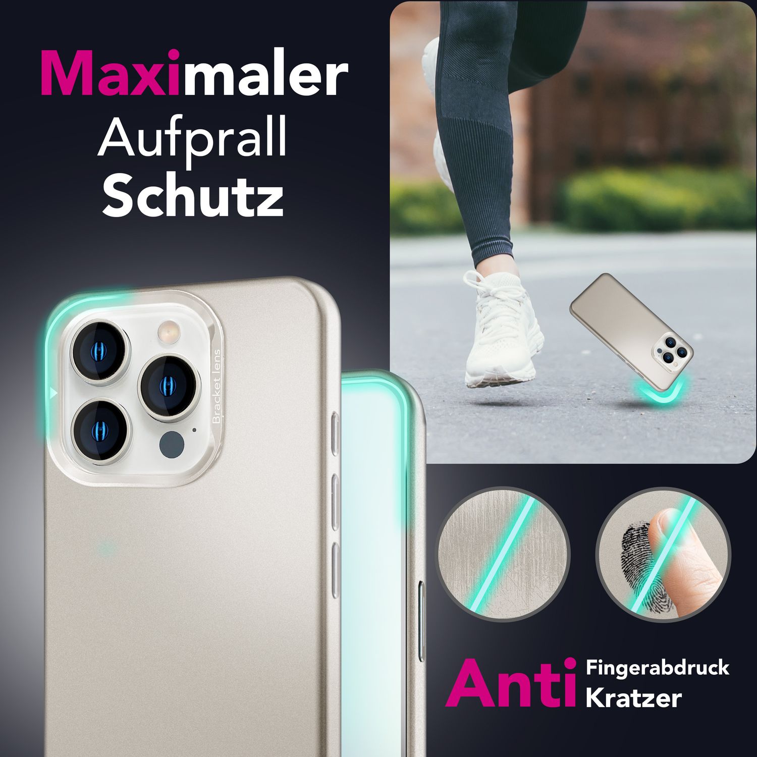NALIA Overland für iPhone 16 Pro Max Hülle [für MagSafe], Ultra-Flaches Hardcase, Versteckter Magnetring, Kamera Kickstand, Leicht & Dünn, Mattiertes Finish Design Titan Grau NALIA Protective Hülle