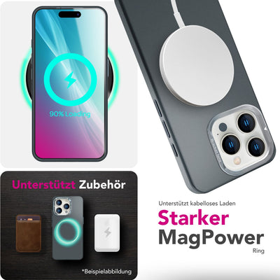 NALIA Magnet Hardcase für iPhone 16 Pro Max – Faltbarer Kamera-Stand – OVERLAND (Schutzhülle Matt & MagSafe Kompatibel) – Marke aus Berlin Titan Schwarz NALIA Protective Hülle