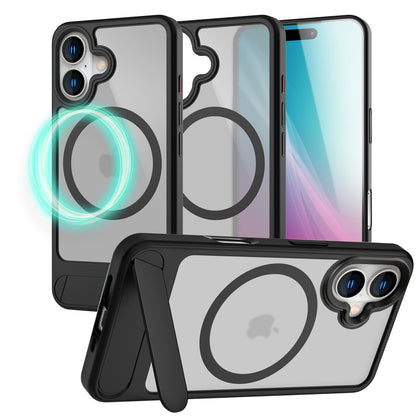 NALIA Triton für iPhone 16 Hülle [für MagSafe], Transparent Matt mit Stoßschutz, Kickstand zum Aufstellen, Integrierter Magnetring, Kamera Schutzrand, Rutschfest - Titan Schwarz Default Title NALIA Protective Hülle