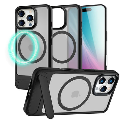 NALIA Magnet-Case für iPhone 16 Pro – Klappständer & Kameraschutz – TRITON (Matt-Transparent & Hybrid-Schutz) – Marke aus Berlin Titan Schwarz NALIA Protective Hülle