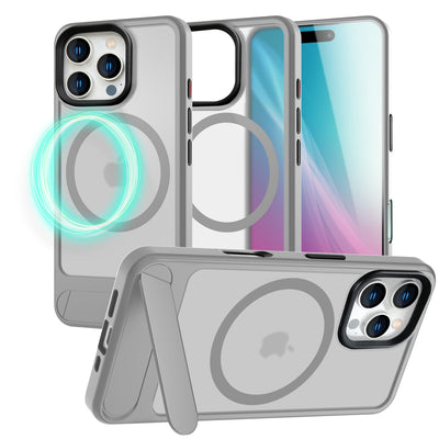 NALIA Magnet-Case für iPhone 16 Pro – Klappständer & Kameraschutz – TRITON (Matt-Transparent & Hybrid-Schutz) – Marke aus Berlin Titan Grau NALIA Protective Hülle