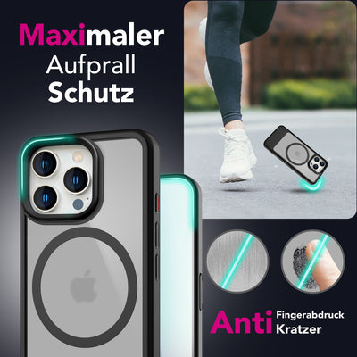 NALIA Magnet-Case für iPhone 16 Pro – Klappständer & Kameraschutz – TRITON (Matt-Transparent & Hybrid-Schutz) – Marke aus Berlin Titan Schwarz NALIA Protective Hülle