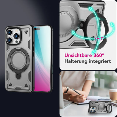 NALIA Magnetische Panzerhülle für iPhone 16 Pro Max – Ring-Halterung 360° & MagSafe kompatibel – STORMGUARD (Outdoor Case) – Marke aus Berlin Titan Grau NALIA Outdoor Hülle