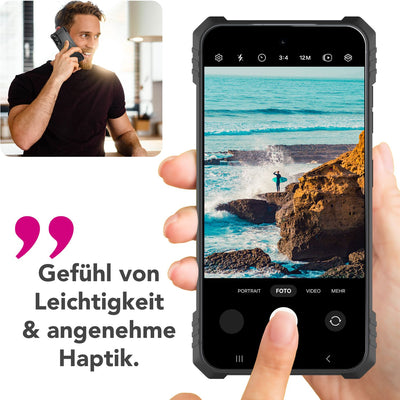 NALIA Magnetische Panzerhülle für Samsung Galaxy S25 Edge – MagSafe kompatibel & Kamera-Stand – GRANITE (Outdoor Schutzhülle Stoßfest) – Marke aus Berlin Vulkanschwarz NALIA Outdoor Hülle