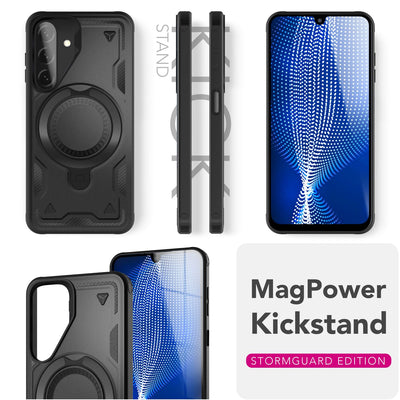 NALIA Magnetische Panzerhülle für Samsung Galaxy A26 – Ring-Halterung 360° & MagSafe kompatibel – STORMGUARD (Outdoor Case) – Marke aus Berlin Vulkanschwarz NALIA Outdoor Hülle