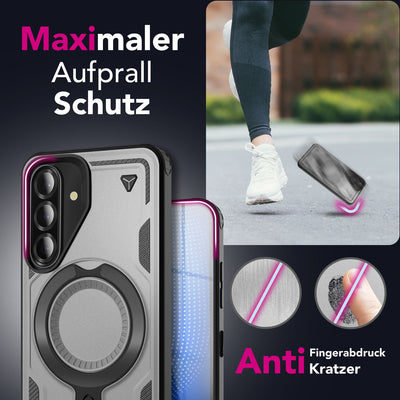 NALIA Magnetische Panzerhülle für Samsung Galaxy A26 – Ring-Halterung 360° & MagSafe kompatibel – STORMGUARD (Outdoor Case) – Marke aus Berlin Sturmsilber NALIA Outdoor Hülle