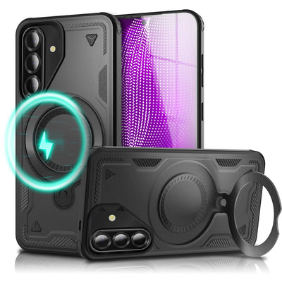 NALIA Magnetische Panzerhülle für Samsung Galaxy A36 – Ring-Halterung 360° & MagSafe kompatibel – STORMGUARD (Outdoor Case) – Marke aus Berlin Vulkanschwarz NALIA Outdoor Hülle