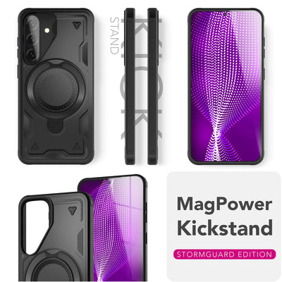 NALIA Magnetische Panzerhülle für Samsung Galaxy A36 – Ring-Halterung 360° & MagSafe kompatibel – STORMGUARD (Outdoor Case) – Marke aus Berlin Vulkanschwarz NALIA Outdoor Hülle