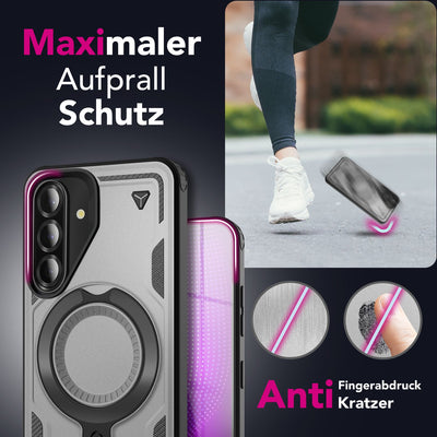 NALIA Magnetische Panzerhülle für Samsung Galaxy A36 – Ring-Halterung 360° & MagSafe kompatibel – STORMGUARD (Outdoor Case) – Marke aus Berlin Sturmsilber NALIA Outdoor Hülle