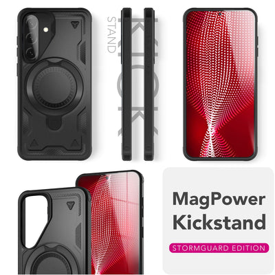 NALIA Magnetische Panzerhülle für Samsung Galaxy A56 – Ring-Halterung 360° & MagSafe kompatibel – STORMGUARD (Outdoor Case) – Marke aus Berlin Vulkanschwarz NALIA Outdoor Hülle