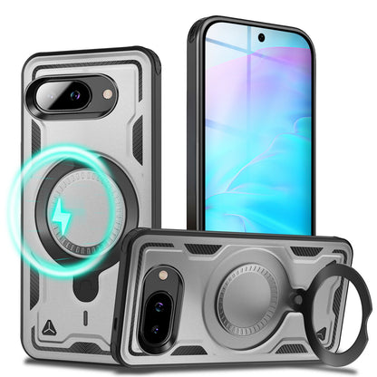 NALIA Stormguard Hülle für Google Pixel 9a – Handyhülle für MagSafe, Panzerschutz mit 360° Ring für Stand & Finger-Halter, Stoßfestes Cover für Outdoor, Military Case