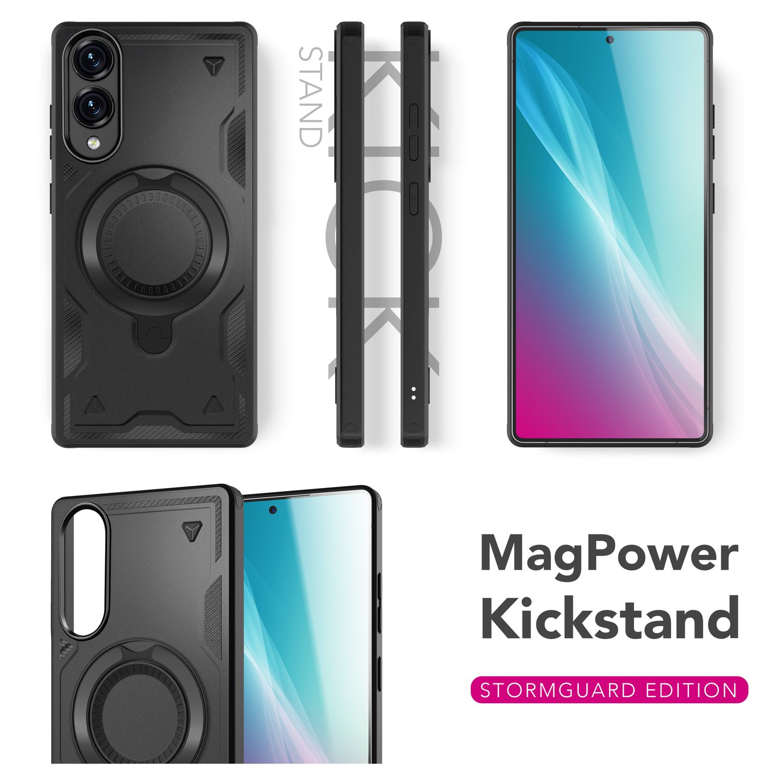 NALIA Stormguard Hülle für Samsung Galaxy S25 Edge – für MagSafe, Panzerhülle mit 360° Ring, Schlagfest & Stabil, Verstärkter Fallschutz, Militär Schutzklasse