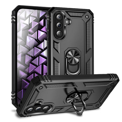 NALIA RingDefend Hülle für Samsung Galaxy A36 – Militärische Panzer Handyhülle mit 360° Metallring & Kickstand, Stoßfestes Armor Cover mit Grip, Outdoor Schutzhülle - Schwarz