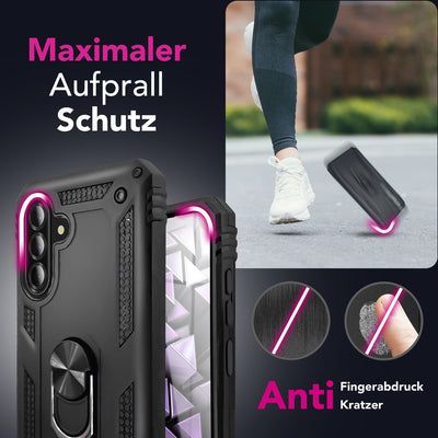 NALIA Panzerhülle für Samsung Galaxy A36 – Ring-Ständer 360° & Magnet-Halterung Kompatibel – RINGDEFEND (Stoßfestes Outdoor Case) – Marke aus Berlin Default Title NALIA Outdoor Hülle