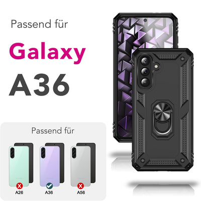 NALIA Panzerhülle für Samsung Galaxy A36 – Ring-Ständer 360° & Magnet-Halterung Kompatibel – RINGDEFEND (Stoßfestes Outdoor Case) – Marke aus Berlin Default Title NALIA Outdoor Hülle