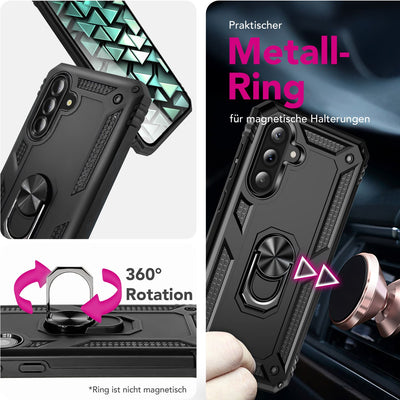 NALIA Panzerhülle für Samsung Galaxy A56 – Ring-Ständer 360° & Magnet-Halterung Kompatibel – RINGDEFEND (Stoßfestes Outdoor Case) – Marke aus Berlin Default Title NALIA Outdoor Hülle