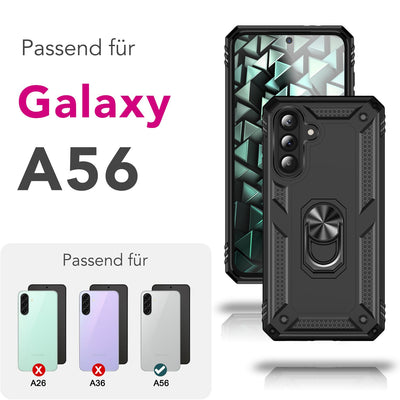 NALIA Panzerhülle für Samsung Galaxy A56 – Ring-Ständer 360° & Magnet-Halterung Kompatibel – RINGDEFEND (Stoßfestes Outdoor Case) – Marke aus Berlin Default Title NALIA Outdoor Hülle