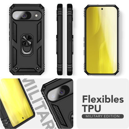 NALIA RingDefend Hülle für Google Pixel 9 – Taktische Handyhülle mit 360° Metall-Ringhalter, Rutschfestes Dual-Layer Case, Kickstand Hardcover mit Kantenschutz & Grip - Schwarz Default Title NALIA Outdoor Hülle