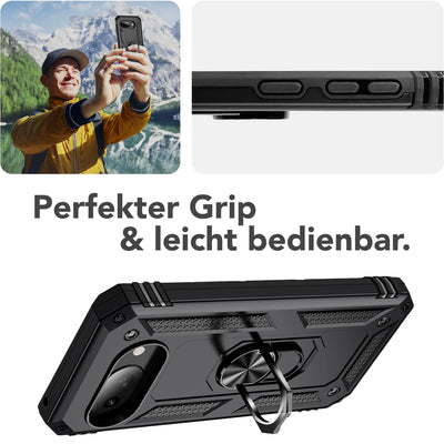NALIA Panzerhülle für Google Pixel 9a – Ring-Ständer 360° & Magnet-Halterung Kompatibel – RINGDEFEND (Stoßfestes Outdoor Case) – Marke aus Berlin Default Title NALIA Outdoor Hülle