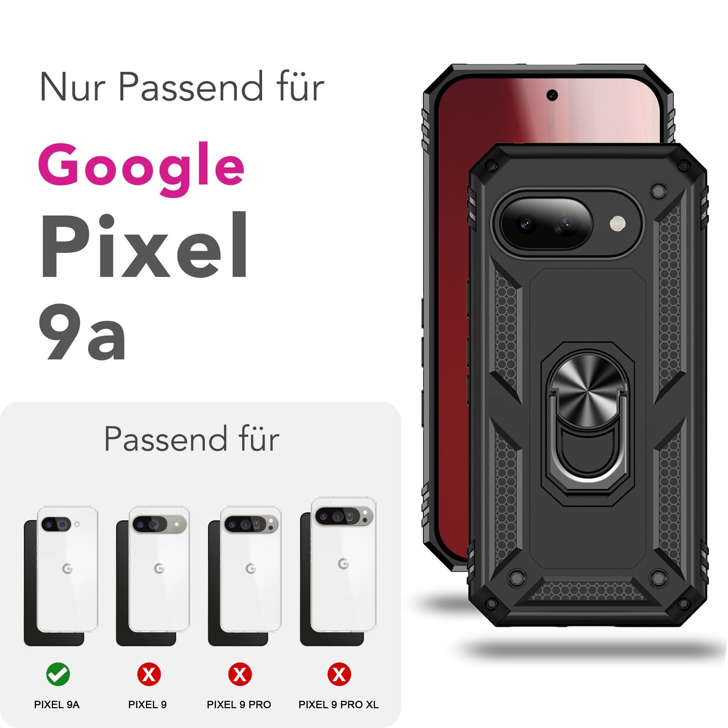 NALIA Outdoor Ring Hülle Google Pixel 9a Case 360° stoßfest Default Title NALIA Outdoor Hülle