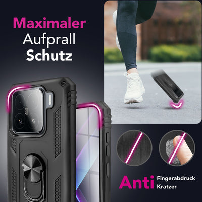 NALIA Panzerhülle für Xiaomi 15 – Ring-Ständer 360° & Magnet-Halterung Kompatibel – RINGDEFEND (Stoßfestes Outdoor Case) – Marke aus Berlin Default Title NALIA Outdoor Hülle