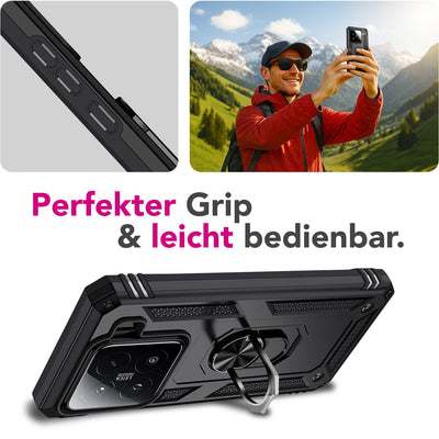 NALIA Panzerhülle für Xiaomi 15 – Ring-Ständer 360° & Magnet-Halterung Kompatibel – RINGDEFEND (Stoßfestes Outdoor Case) – Marke aus Berlin Default Title NALIA Outdoor Hülle