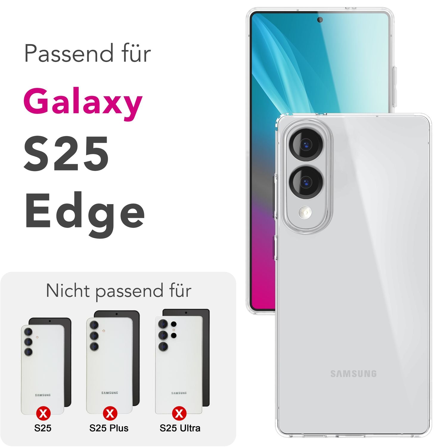 NALIA AirFlex Hülle für Samsung Galaxy S25 Edge – Kristallklare Silikonhülle, Strapazierfähig, Anti-Gelb Effekt, Klar Durchsichtig, TPU Schutzhülle, Robust & Flexibel, Transparent