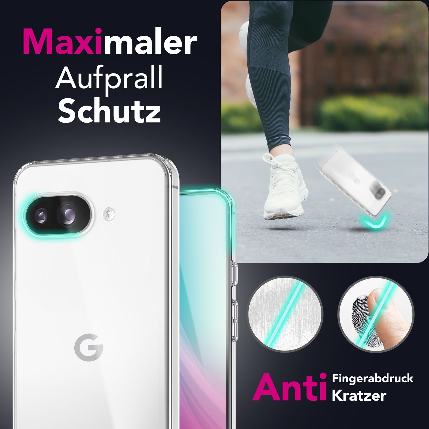 NALIA AirFlex Hülle für Google Pixel 9a – Transparentes TPU Silikon Case, Flexibel & Stoßdämpfend, Kristallklar, Anti-Gelb, Durchsichtige Schutzhülle, Klare Robuste Handyhülle Default Title NALIA Transparente Hülle