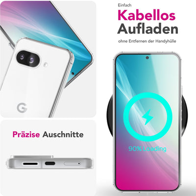 NALIA Transparente Silikonhülle für Google Pixel 9a – Anti-Gelb & Rutschfest – GLAZE (Handyhülle Kristallklar, Schlank & Stoßfest) – Marke aus Berlin Default Title NALIA Transparente Hülle