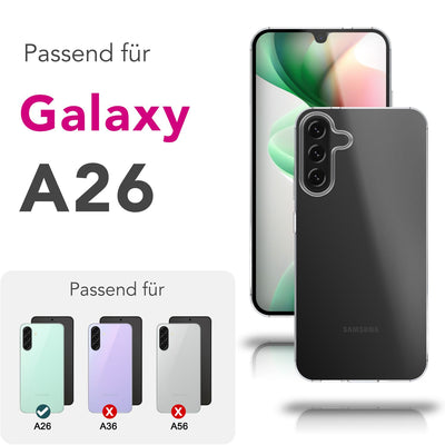 NALIA Transparente Silikonhülle für Samsung Galaxy A26 – Anti-Gelb & Rutschfest – GLAZE (Handyhülle Kristallklar, Schlank & Stoßfest) – Marke aus Berlin Default Title NALIA Transparente Hülle