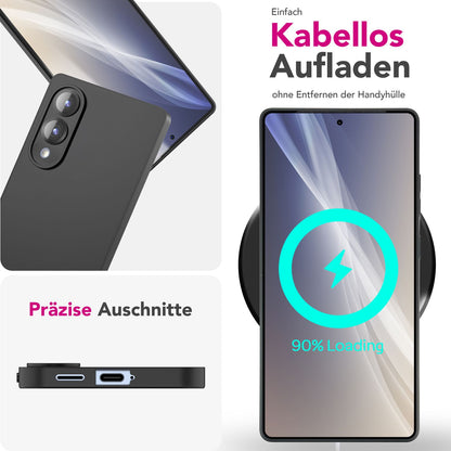 NALIA Strider Hülle für Samsung Galaxy S25 Edge – Schwarze Silikonhülle, Dünn & Schlank, Mattiert, Eingelassene Tasten-Kappen, Erhöhter Staubschutz, Strapazierfähig & Flexibel