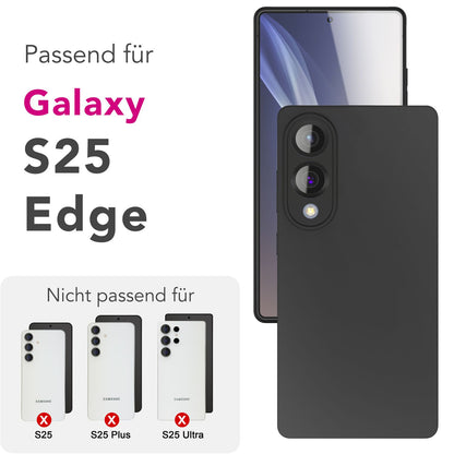 NALIA Strider Hülle für Samsung Galaxy S25 Edge – Schwarze Silikonhülle, Dünn & Schlank, Mattiert, Eingelassene Tasten-Kappen, Erhöhter Staubschutz, Strapazierfähig & Flexibel
