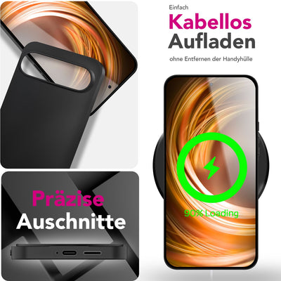 NALIA Matte Silikonhülle für Google Pixel 9 – Slim, Schwarz & Rutschfest – STRIDER (Soft Case, Kameraschutz & Stoßfest) – Marke aus Berlin Default Title NALIA SlimFit Hülle