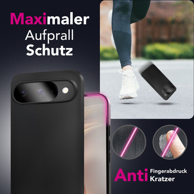 NALIA Matte Silikonhülle für Google Pixel 9 – Slim, Schwarz & Rutschfest – STRIDER (Soft Case, Kameraschutz & Stoßfest) – Marke aus Berlin Default Title NALIA SlimFit Hülle