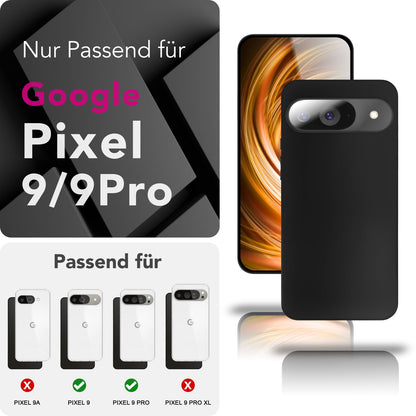 NALIA Strider Hülle für Google Pixel 9 – Schlankes 1,28mm TPU Cover in Matt-Schwarz, Handyhülle mit Soft-Touch Finish & Staubschutz-Tasten, Strapazierfähig, Kratzfeste Schutzhülle Default Title NALIA SlimFit Hülle