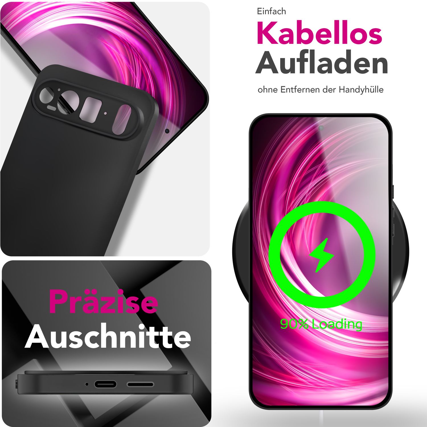 NALIA Strider Hülle für Google Pixel 9 Pro XL – Schwarze 1,28mm TPU Handyhülle im mattierten Blackout Look, Dünnes Cover mit Staubschutz-Tasten, Fingerabdruckarm, Ultra-Slim Case Default Title NALIA SlimFit Hülle