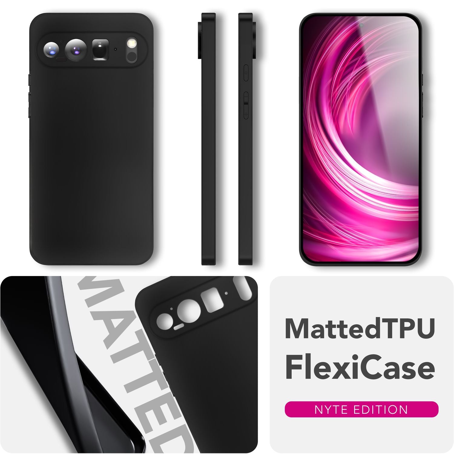 NALIA Strider Hülle für Google Pixel 9 Pro XL – Schwarze 1,28mm TPU Handyhülle im mattierten Blackout Look, Dünnes Cover mit Staubschutz-Tasten, Fingerabdruckarm, Ultra-Slim Case Default Title NALIA SlimFit Hülle