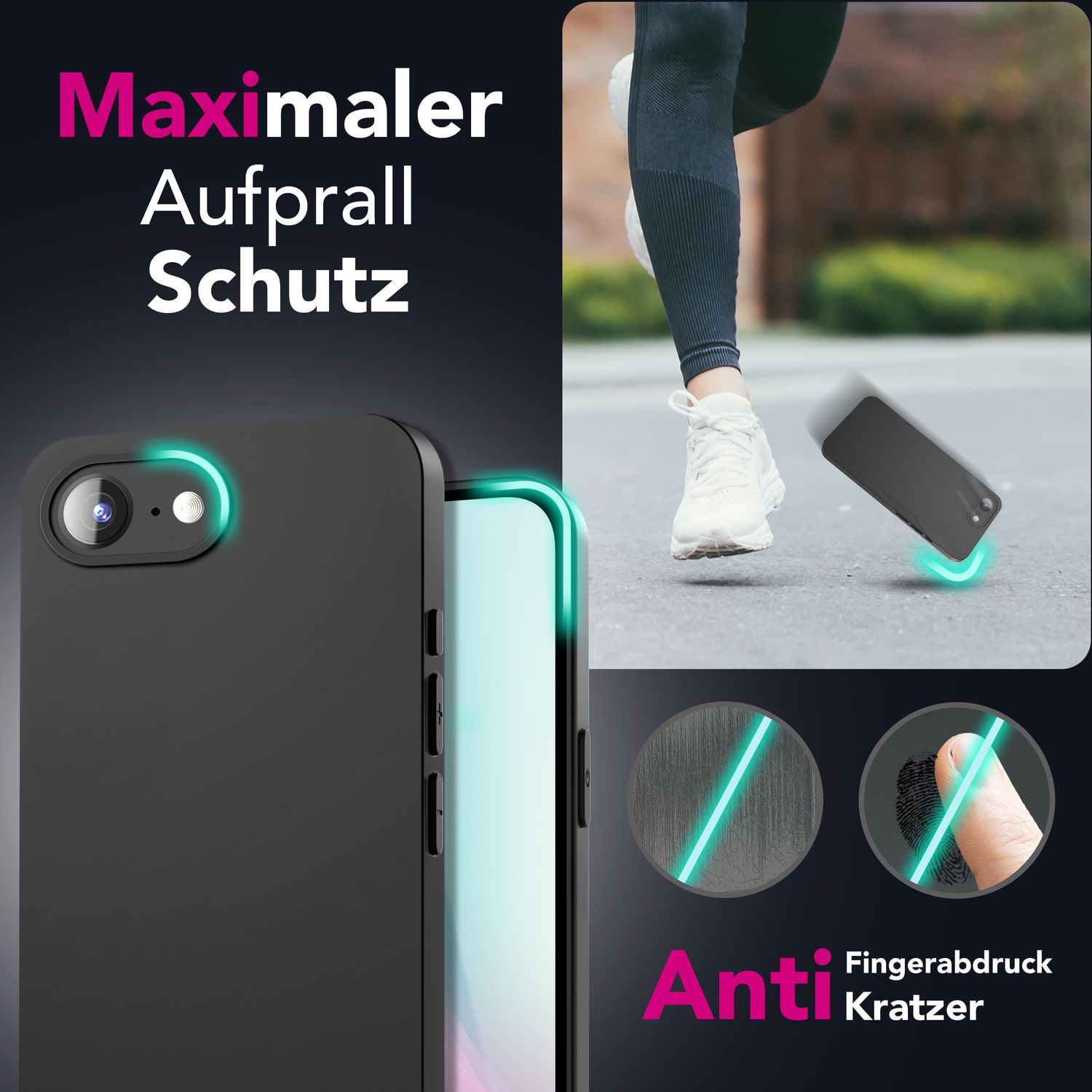 NALIA Strider Hülle für iPhone 16e, Ultradünnes 1,28 mm Slim TPU Case, Mattes Finish, Staubschutz durch Tastenabdeckung, Passgenaue Soft-Touch Schale, Schwarze Handyhülle Default Title NALIA SlimFit Hülle