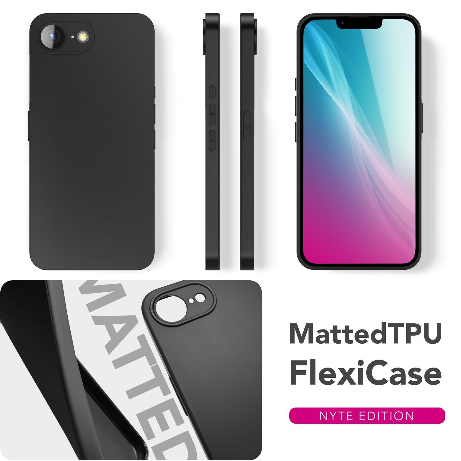 NALIA Strider Hülle für iPhone 16e, Ultradünnes 1,28 mm Slim TPU Case, Mattes Finish, Staubschutz durch Tastenabdeckung, Passgenaue Soft-Touch Schale, Schwarze Handyhülle Default Title NALIA SlimFit Hülle