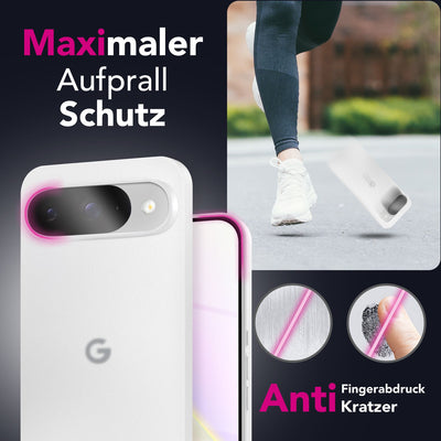 NALIA Ultra Slim Hardcase für Google Pixel 9 – Matt & 0.3mm Dünn – PHANTOM (Dünnes Cover & Kamera-Vollschutz) – Marke aus Berlin Weiß Transparent NALIA SlimFit Hülle